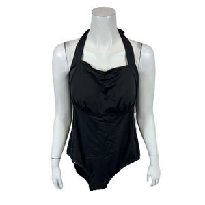 AmberNoon II by Dr. Erum Ilyas UPF 50+ One-Piece Halter Swimsuit Black Size 18W